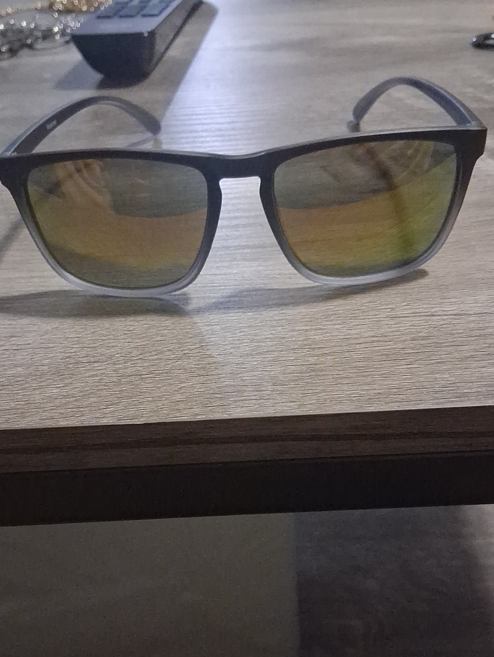 Matte Black Frame Sunglasses with Amber Mirrored Lenses
